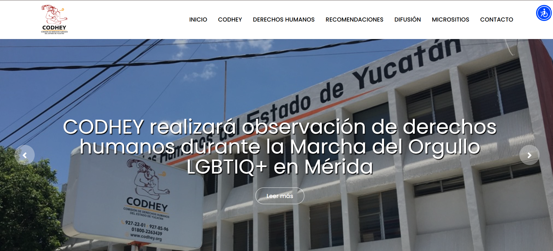 Portal institucional para organismo de derechos humanos